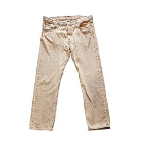 Men's Levi 501 Jean's in a Tan/Camel Color. Button Fly. Size: 38 Waist x 32" L.